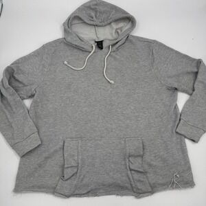 Torrid Womens Gray Hoodie Pullover‎ Distressed Hem Kangaroo Pocket Plus Size 3